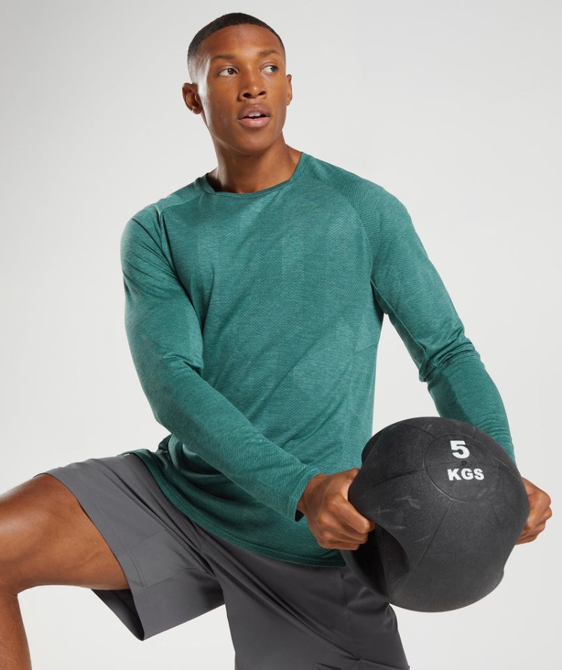 Men's Gymshark Apex Long Sleeve T-Shirts Green | NZ 0PZOHS